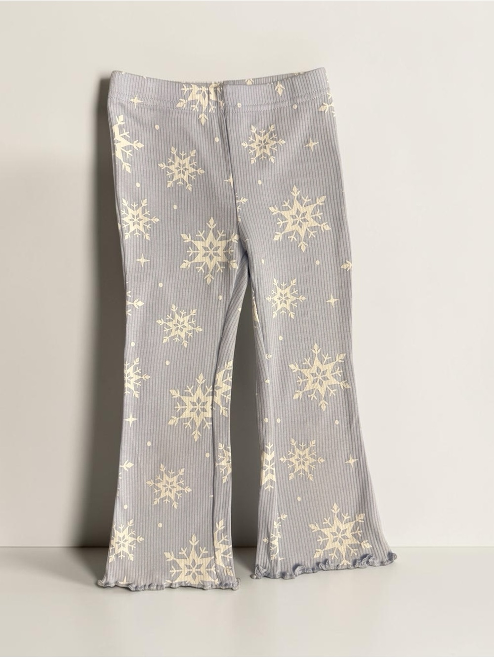 Disney Frozen Light Gray Ribbed Snowflake Flare Leggings
